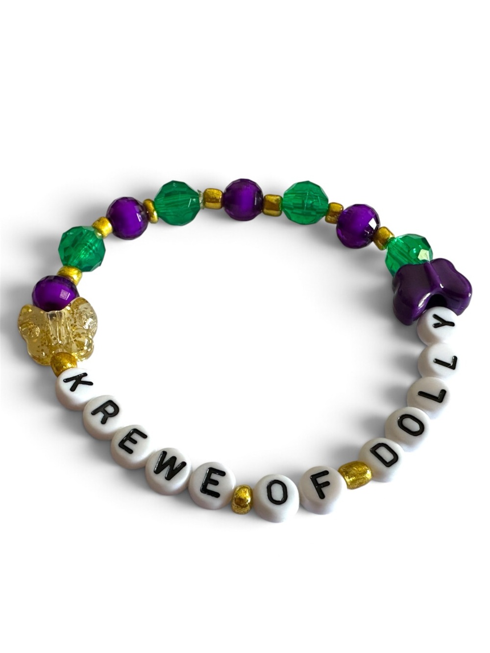Dolly Parton Krewe of Dolly Mardi Gras handmade beaded bracelet